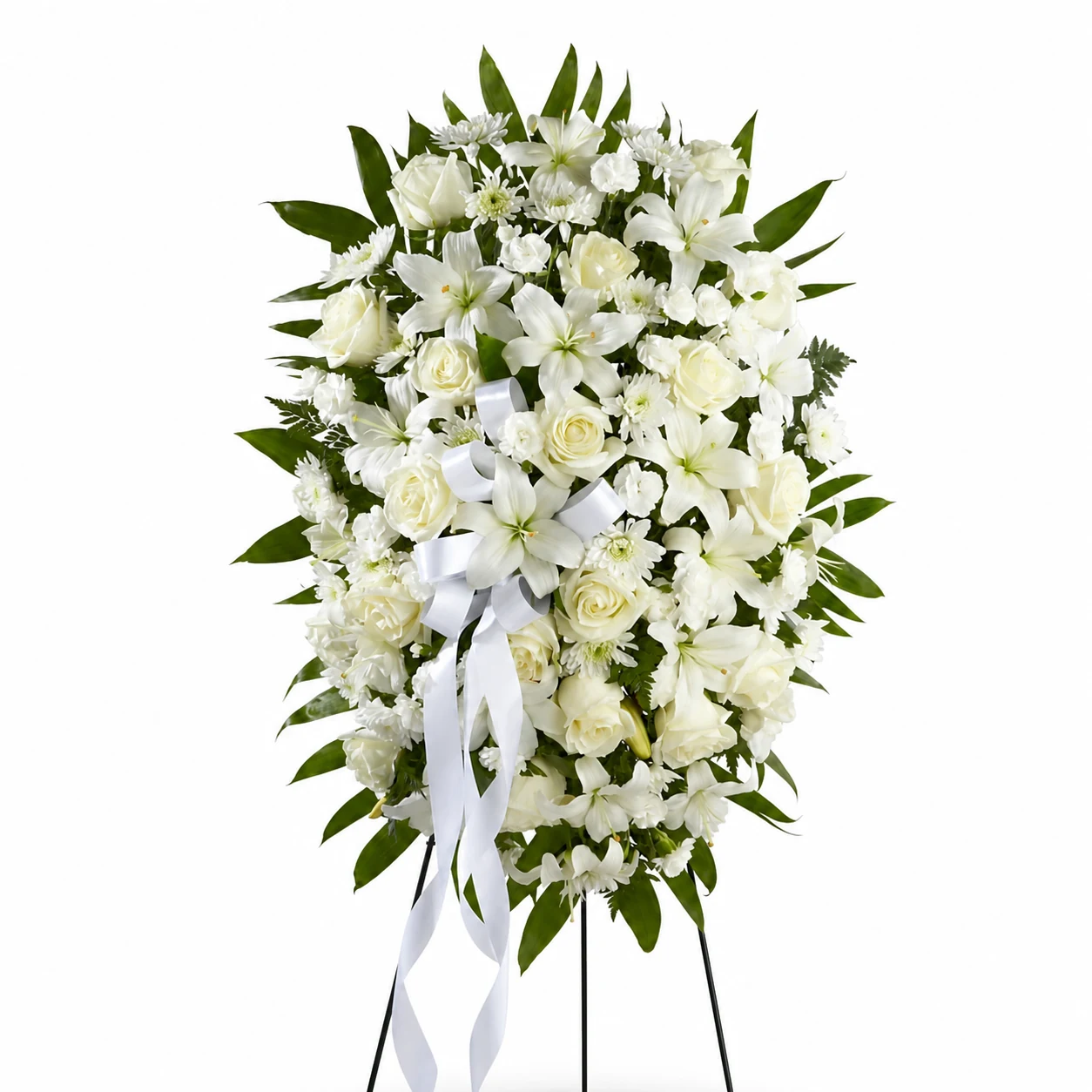COROA FUNERAL BRANCA 160cm A x 80 cm L