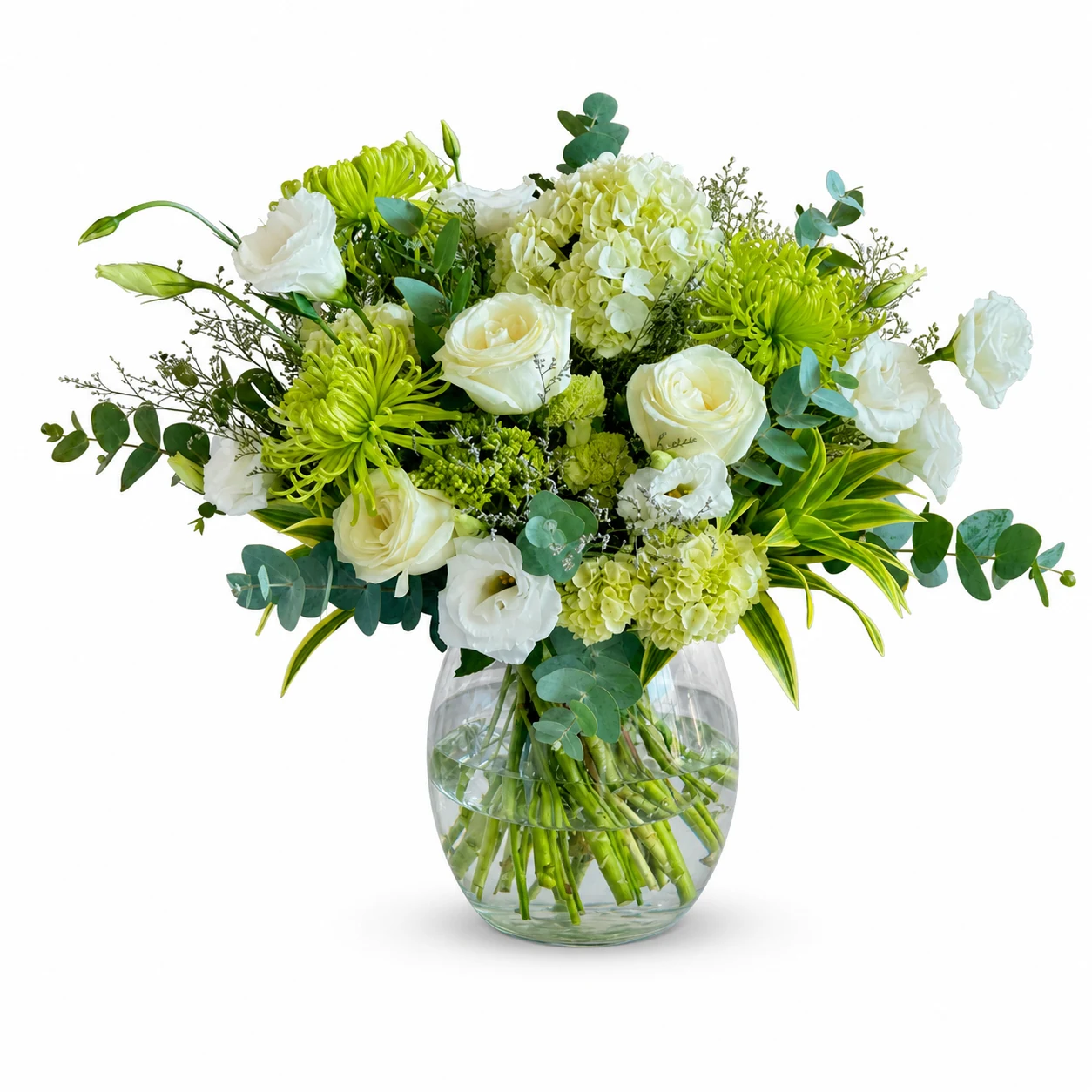 ARRANJO DE FLORES BUTTERFLY BRANCO E VERDE