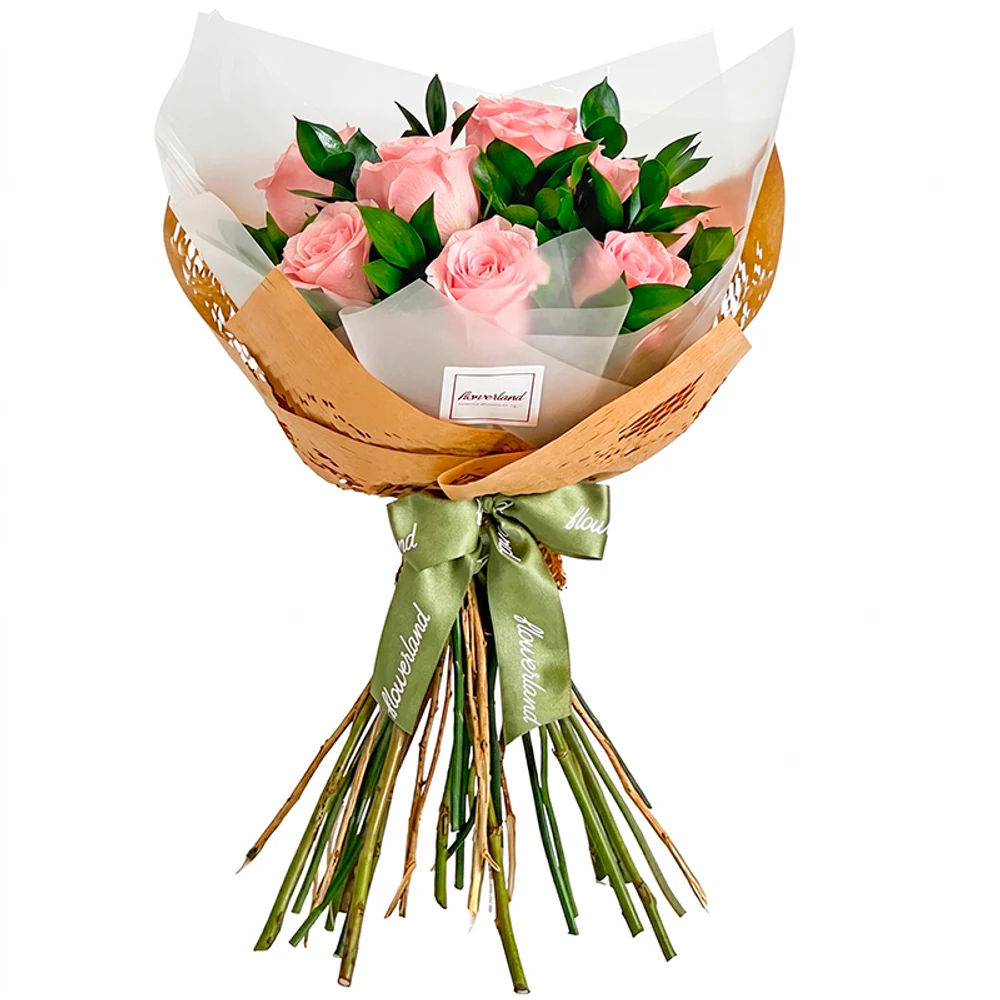 Buquê Grande de 12 Rosas Colombianas Cor de Rosa