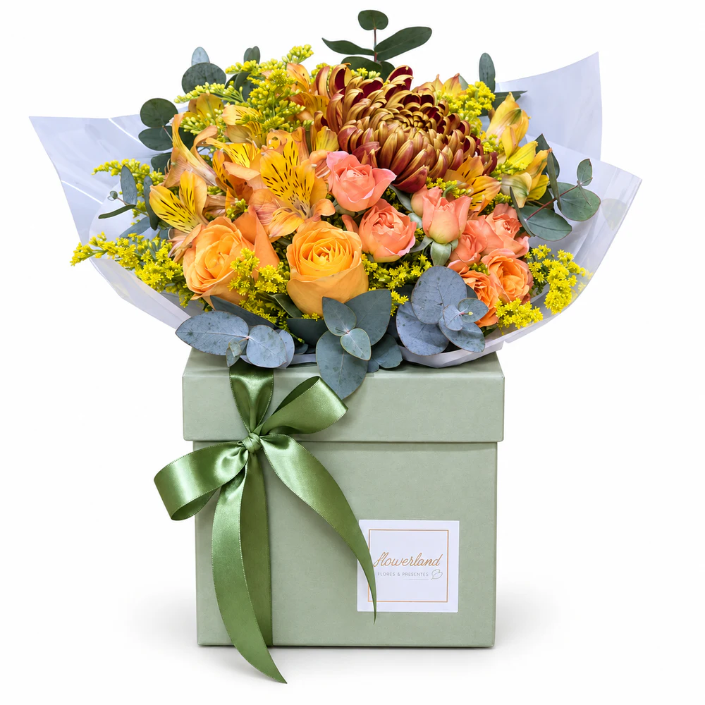 Caixa Lux Flores Laranja