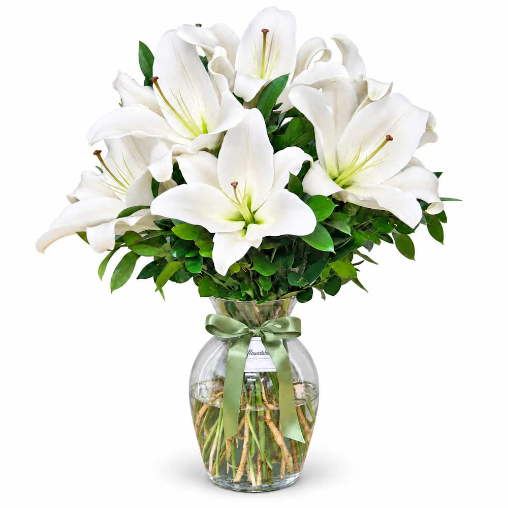 Vaso Casa Blanca com Lírios Brancos | Flowerland, floricultura com entrega no Rio de Janeiro