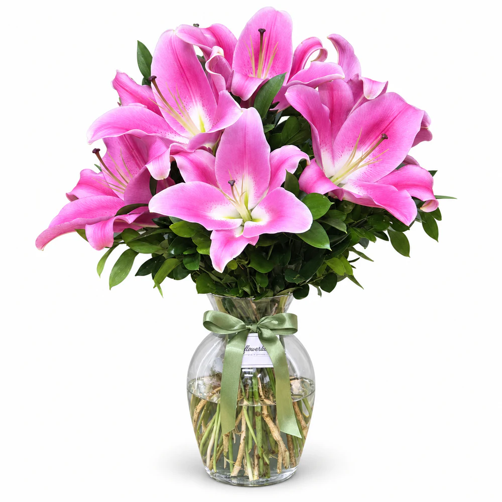 Vaso com Lírios rosa