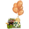 cesta de aniversário e balões