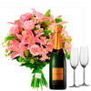 buque de flores e champanhe